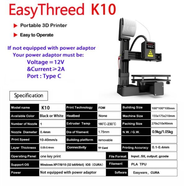 3D Printer Entry Level Compatible with PLA TPU 1.75mm Filament - Image 3